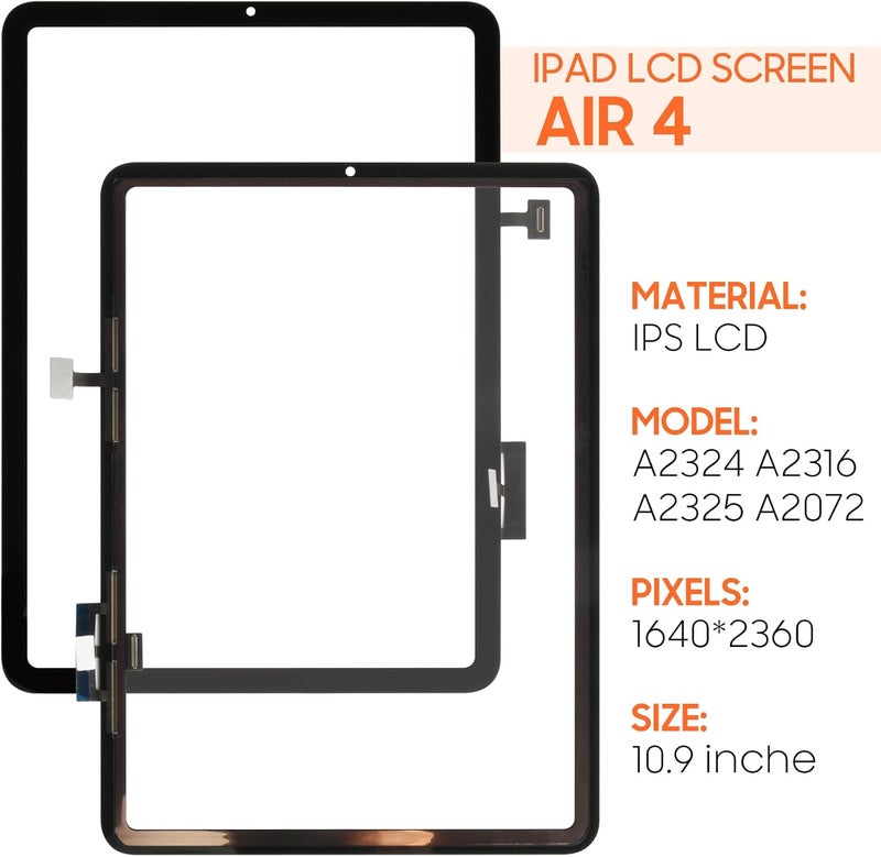 THIRDPOLE for iPad Air 4 Touch Screen Replacement,for iPad Air 2020 4th Gen A2316 A2324 A2072 A2325 10.9“ Touch Screen Panel Digitizer Screen Replacement Full Assembly Repair Kits - Image 2